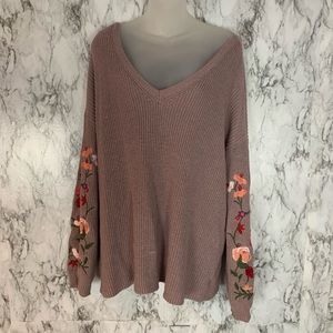 American Eagle floral flower bell sleeve v neck